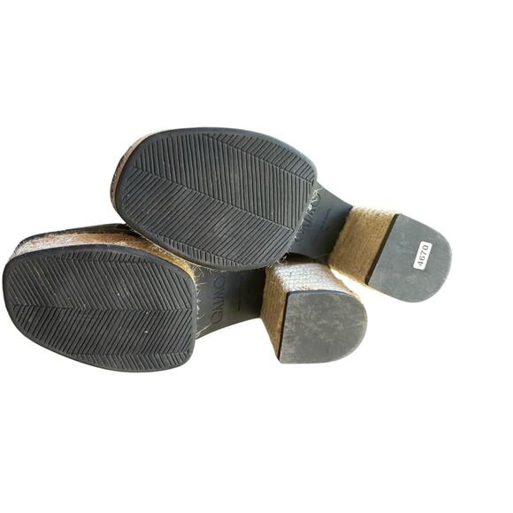 GAIMO Black Leather Medium Heel Platform Slide Sz 39 - Picture 4 of 4